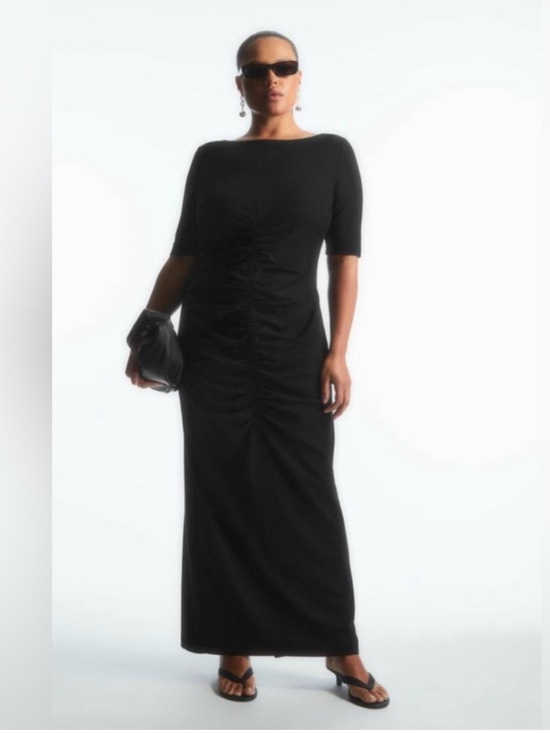 COS Dresses & Skirts - COS Black Ruched Front Maxi Dress, Size L -NWT